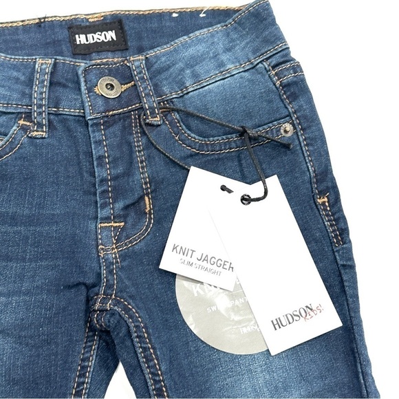 NWT Hudson Kids Knit Jagger Slim Straight Dark Wash Toddler Jeans - Picture 2 of 6